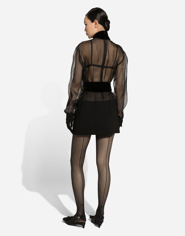Šaty Dolce & Gabbana Short Wool Crepe And Organza Dress Čierna | F6JNDTGDCO9N0000, 2