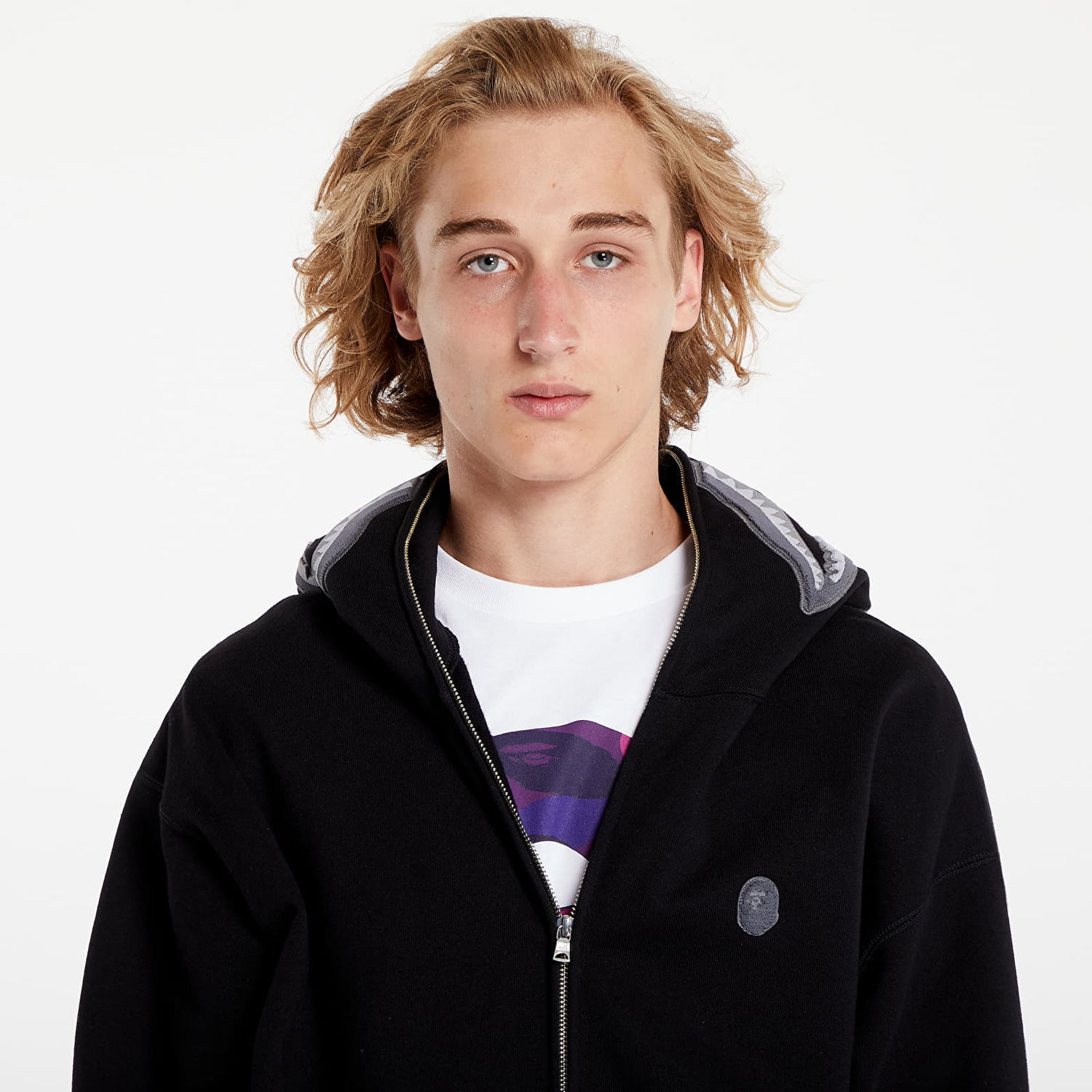 Mikina BAPE A BATHING APE Ape Head One Point Shark Zip Hoodie Čierna | 001ZPK301306M BLK, 1