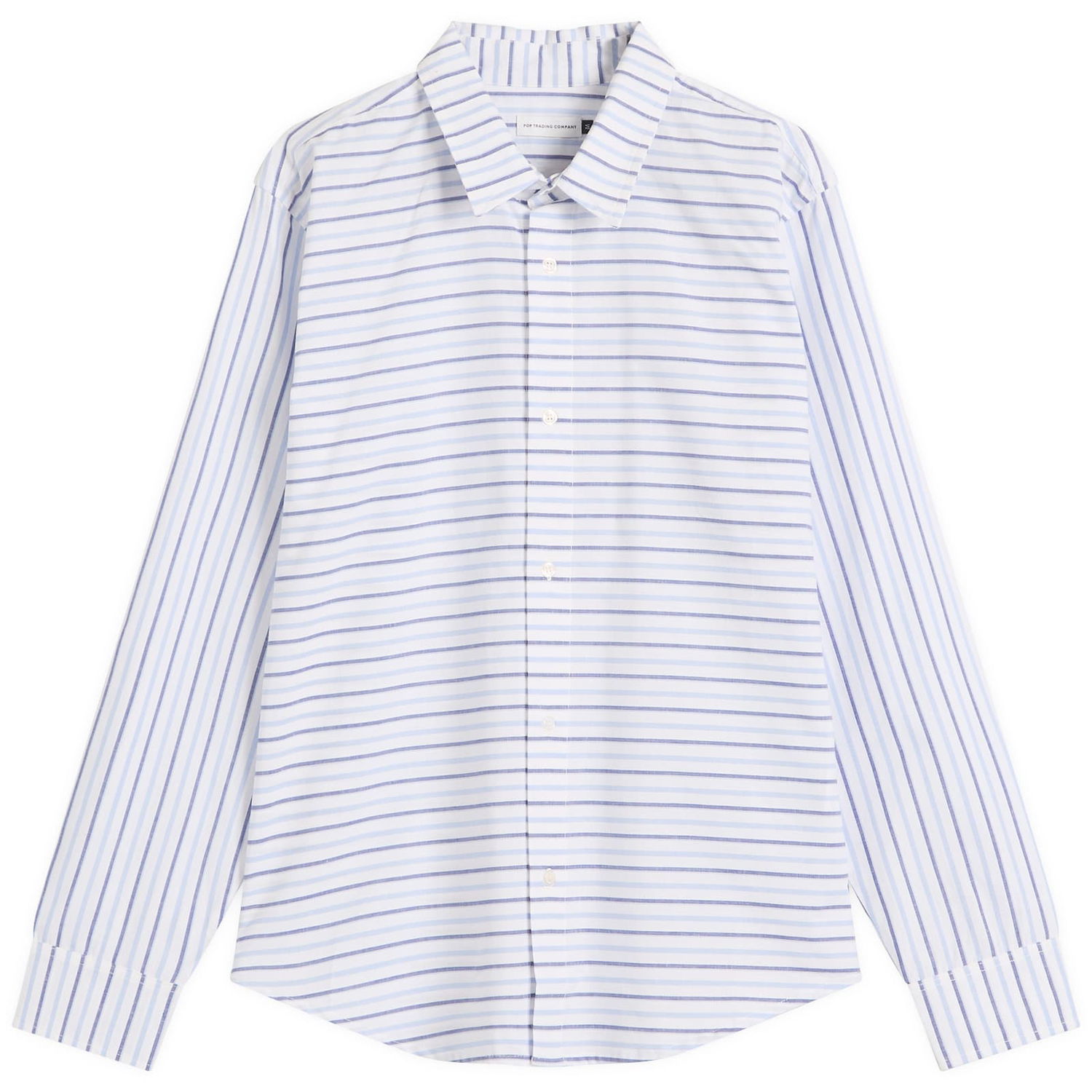 Košeľa Pop Trading Company Striped Linen Shirt, Size Large Modrá | POPSS25-03-006, 0