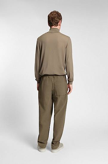 Nohavice BOSS Relaxed-fit stretch Tech Corduroy trousers Zelené | 50549390, 1