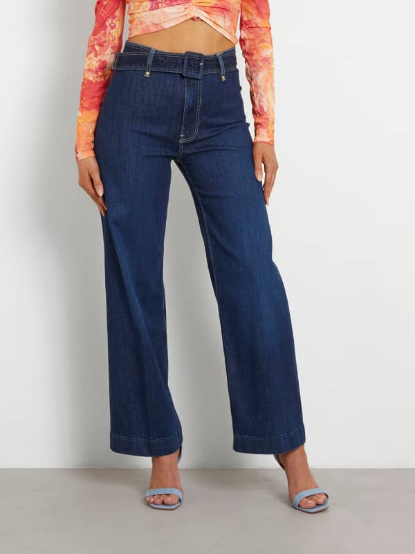 Nohavice a džínsy GUESS Wide Leg Denim Pant Navy | W4GA64D5B41, 0
