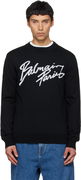 Merino Wool Crewneck Sweater with Cursive Paris Logo