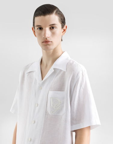 Košeľa Dolce & Gabbana Dolce & Gabbana Linen Shirt With Logo Embroidery Biela | G5JH9ZFU4IKW0800, 3
