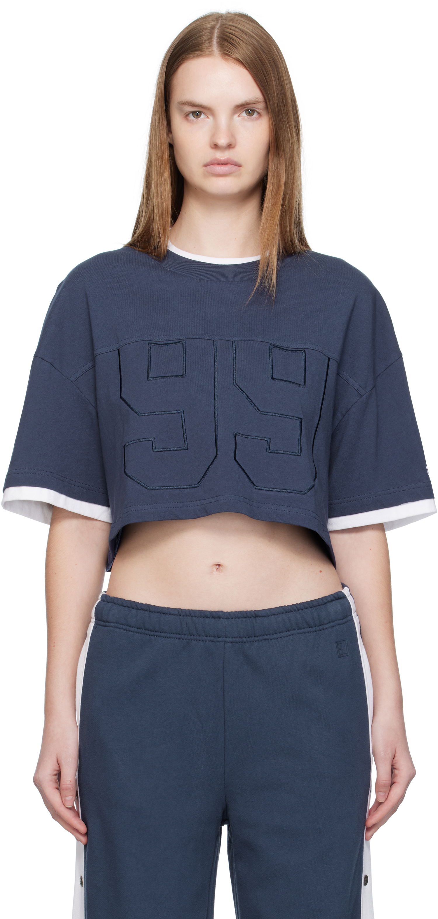 Crop Top Ksubi Ksubi '99' Boyfriend Cropped T-Shirt Navy | WFA25TE001, 0
