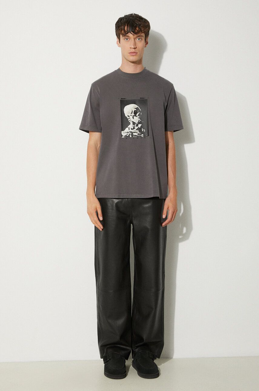 Tričko Stampd Skeleton Garment Dye Relaxed T-Shirt With Print Šedá | SLA.M3247TE.DKG, 1