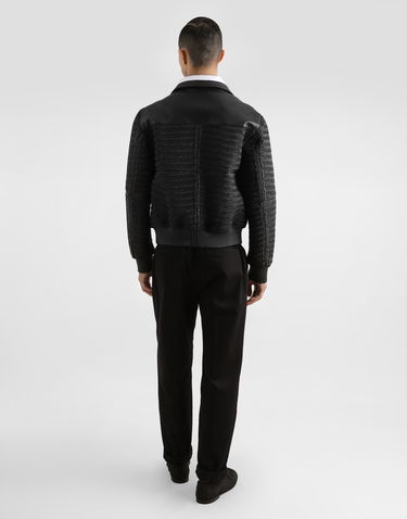 Bunda Dolce & Gabbana Dolce & Gabbana Raffia Mesh and Leather Jacket Čierna | G9BOATGJ218N0000, 2