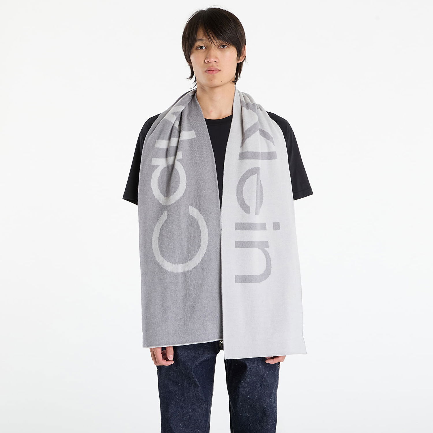 Šál CALVIN KLEIN Calvin Klein Bold Logo 2-Tone Wool Scarf Šedá | LV04D8030G QBW, 0
