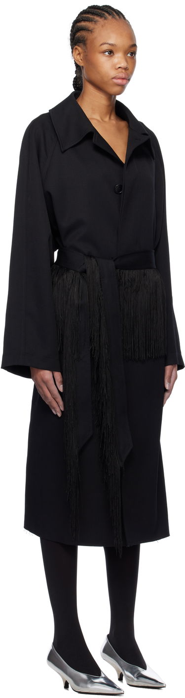 Kabáty Maison Margiela MM6 Maison Margiela Wool Gabardine Trench Coat with Fringed Belt Čierna | S52AH0079 S78542, 1