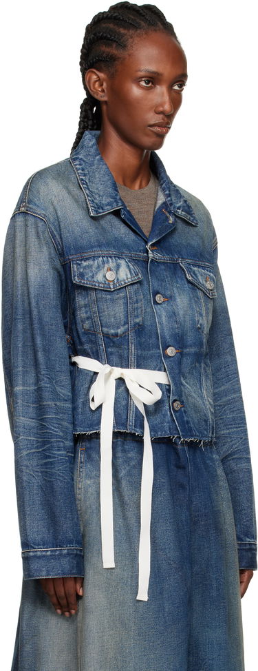 Bunda Maison Margiela MM6 Maison Margiela Cropped Denim Jacket with Tie Modrá | S52AM0340 M30017, 1