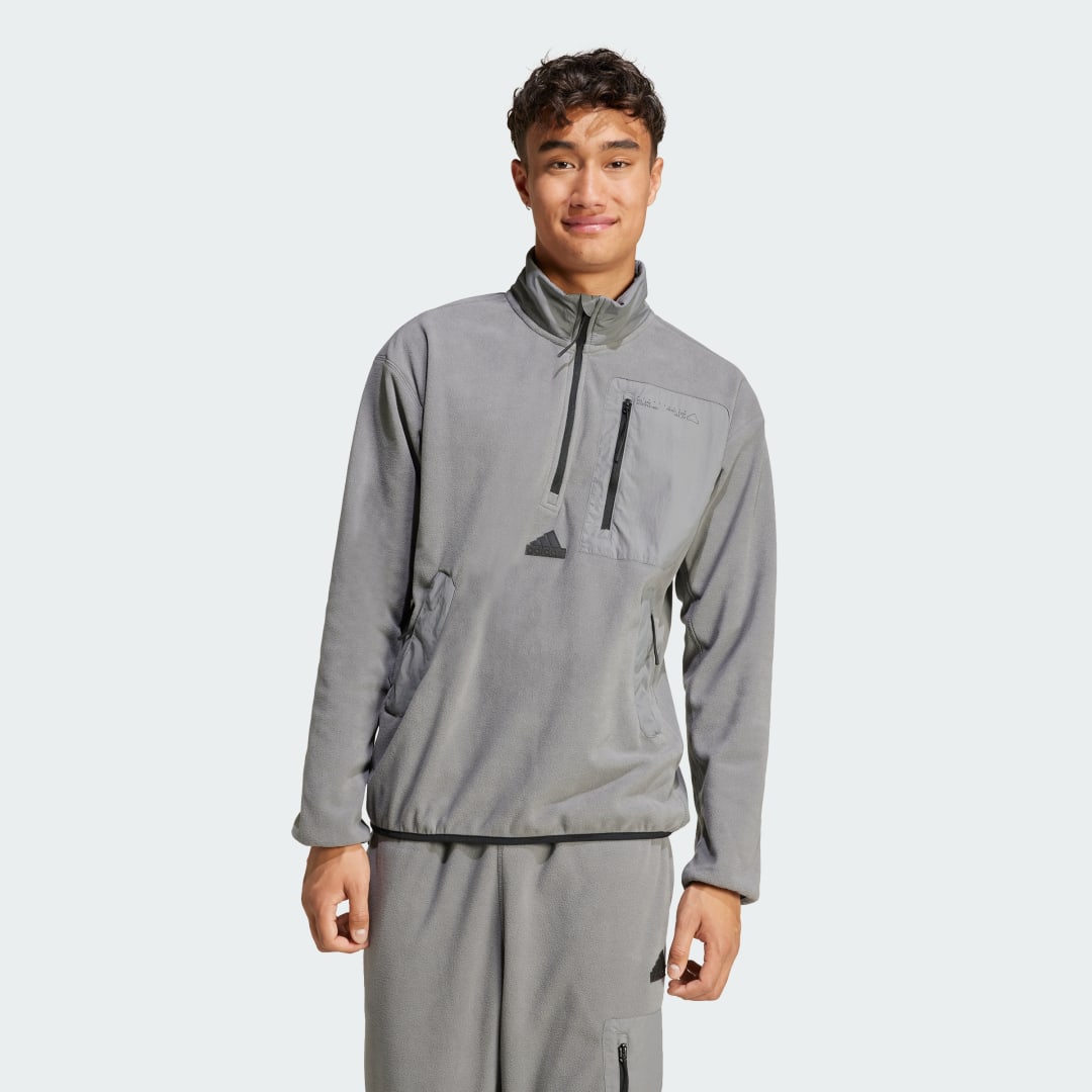 Tričko adidas Performance Top City Escape Polar Fleece 1/2 Zip Šedá | IV7414, 1