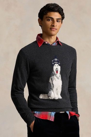 Sveter Polo by Ralph Lauren Dog-print Cashmere Sweater Šedá | 710949282, 0