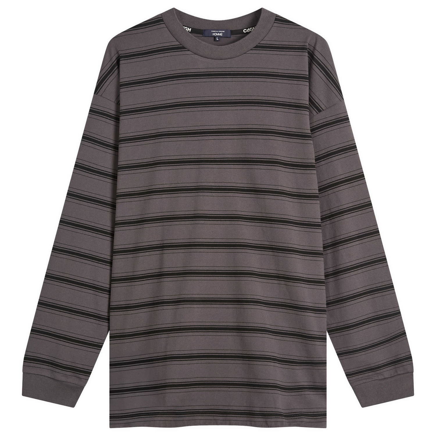 Tričko Comme des Garçons Homme Stripe Long Sleeve T-Shirt, Size Large Šedá | HP-T002-W25-2, 1