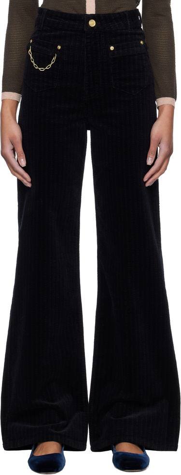 Nohavice GANNI GANNI Magny Corduroy Flare Pants Čierna | W0160, 0