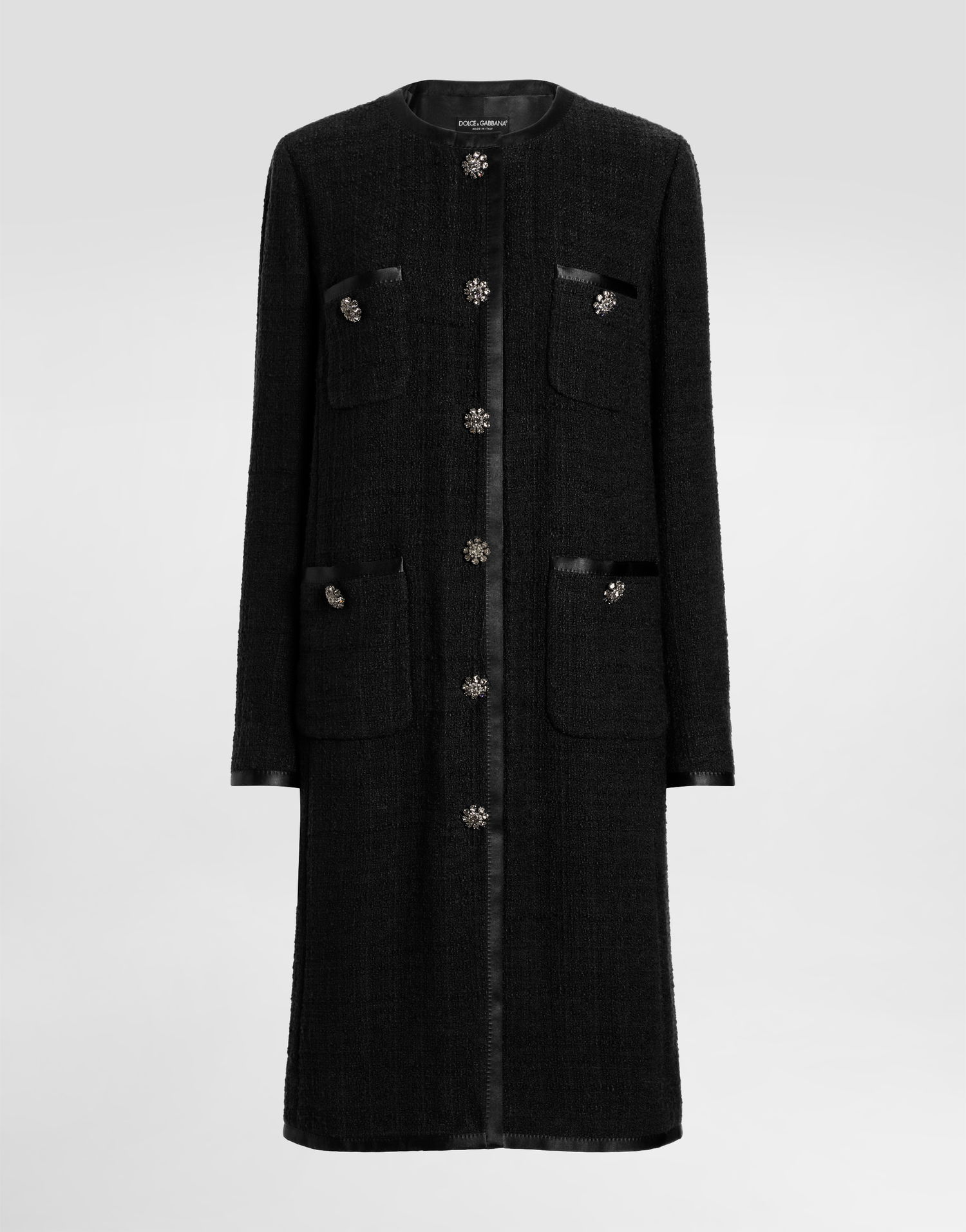 Kabáty Dolce & Gabbana Dolce & Gabbana Single-Breasted Raschel Tweed Coat Čierna | F0W2KZFMTACN0000, 0