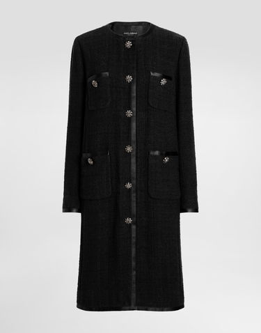 Kabáty Dolce & Gabbana Dolce & Gabbana Single-Breasted Raschel Tweed Coat Čierna | F0W2KZFMTACN0000, 0
