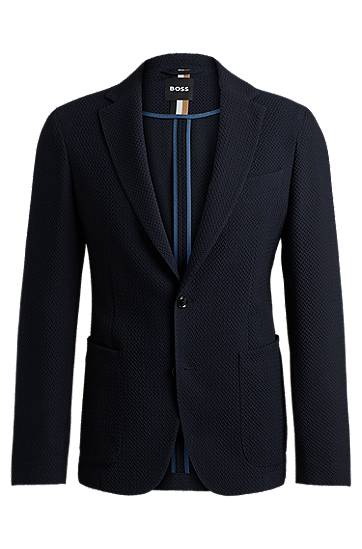 Bunda BOSS Slim Fit Seersucker Wool-Blend Jacket Navy | 50522597, 0