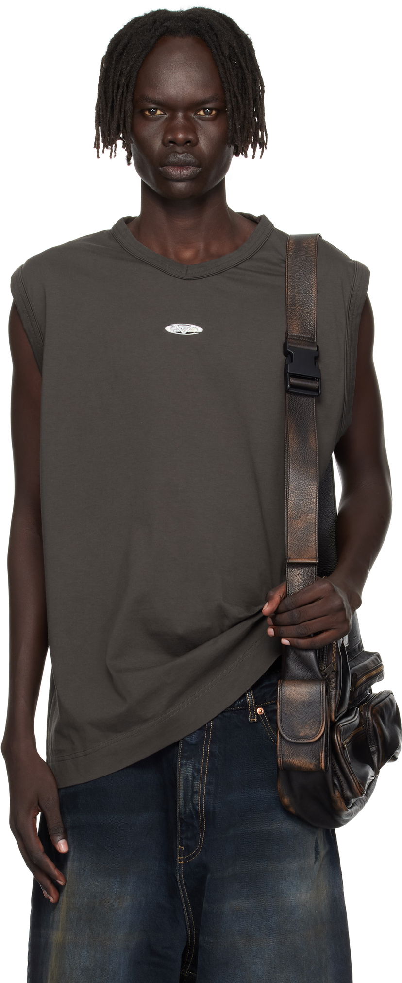 Tielko VETEMENTS Vetements Oval Logo Jersey Tank Top Šedá | UH76TR550C