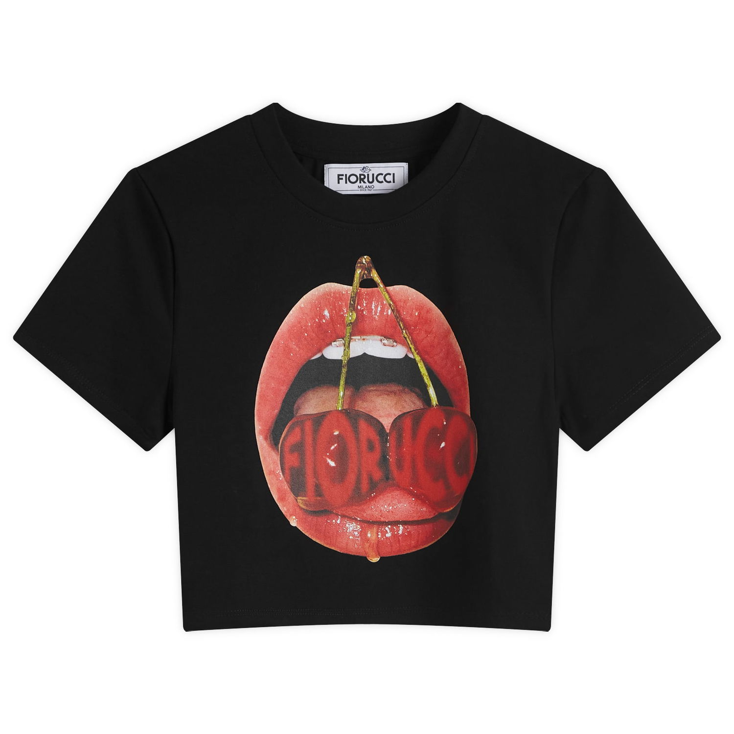 Crop Top Fiorucci Cropped T-Shirt with Graphic Print Čierna | W01FPTSH094CJ03BK01-BLK, 0