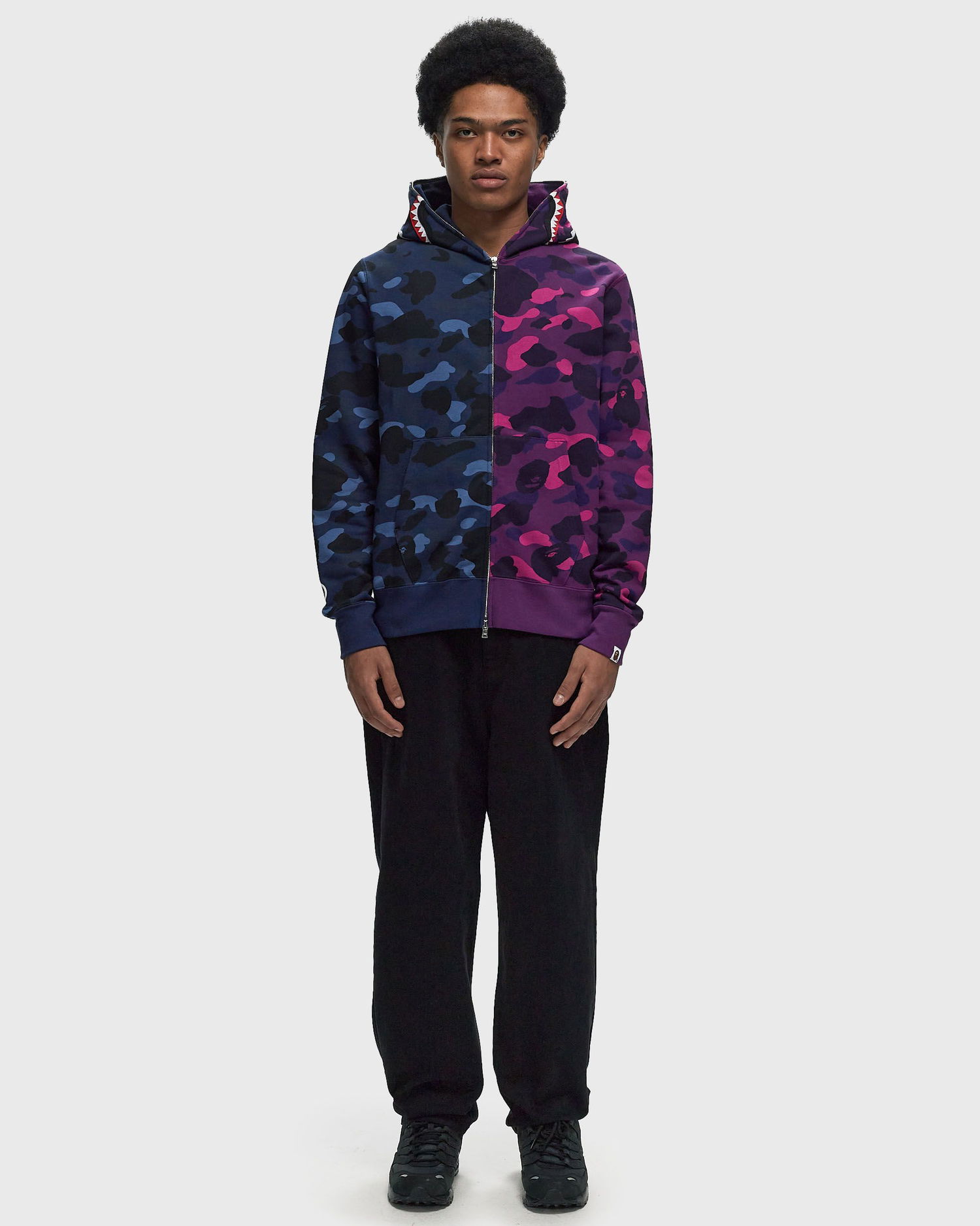 Mikina BAPE COLOR CAMO SEPARATE Shark FZ Hoodie Modrá | 001ZPK801001MNYE, 1