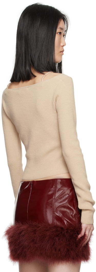 Crop Top Blumarine Lace Trimmed Knit Top Béžová | A422M460A, 2