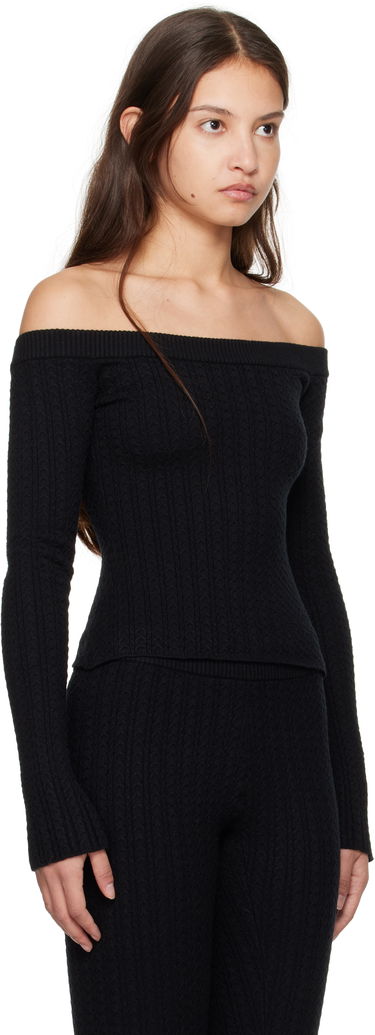 Sveter GUIZIO Guizio Mia Off-the-Shoulder Knit Top Čierna | H24107S047, 1