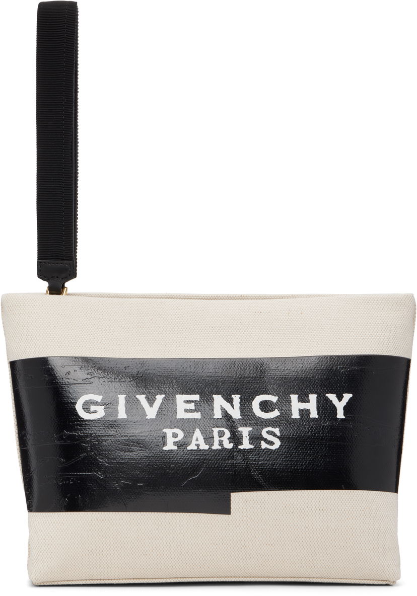Kabelka Givenchy 'Givenchy Tape' Canvas Wristlet Pouch Béžová | BB60PNB2CE255