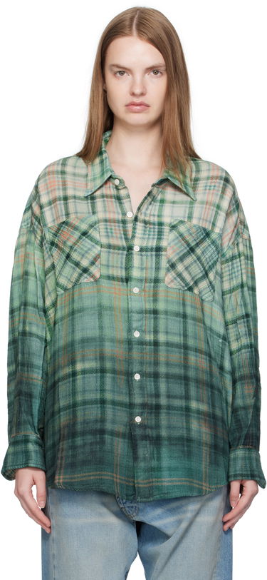 Košeľa R13 R13 Drop Neck Plaid Work Shirt Zelené | R13WR015-R556B, 0