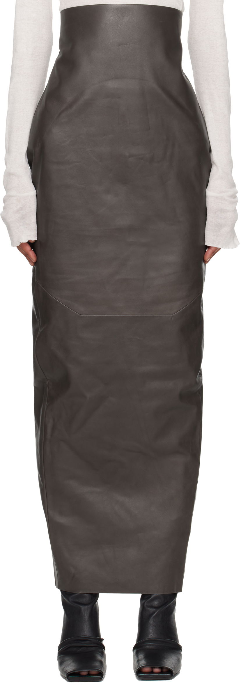 Sukňa Rick Owens Rick Owens Concordians Pillar Leather Maxi Skirt Šedá | RP02E4344 LBY