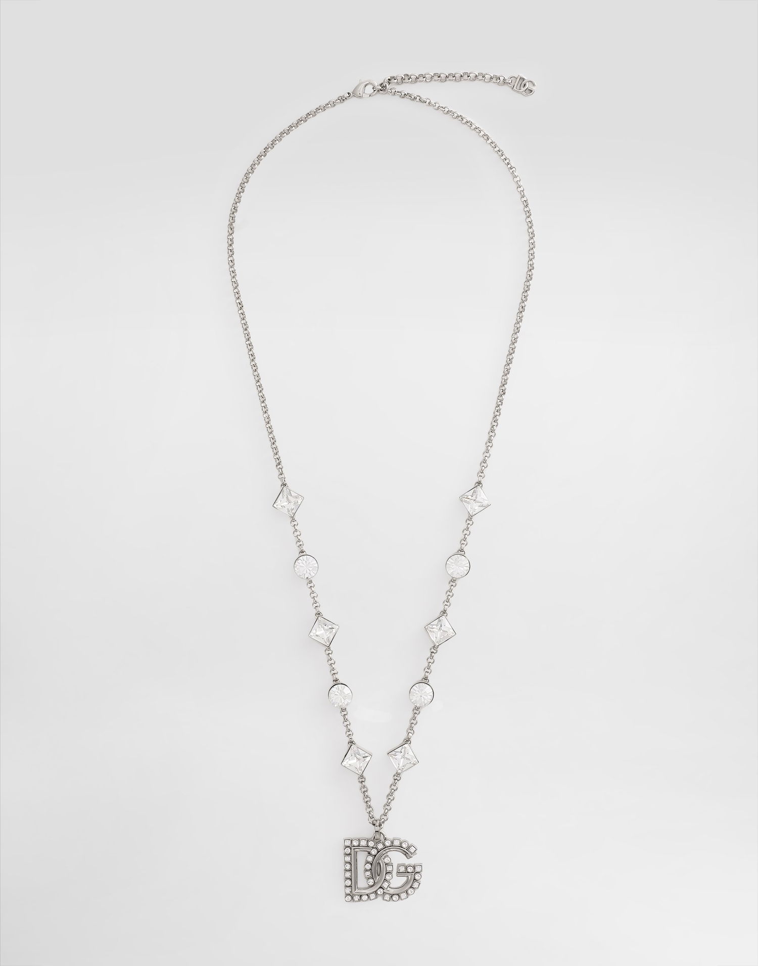 Náhrdelník Dolce & Gabbana Fine Link Necklace With Rhinestone DG Logo Šedá | WNR2L1W111187655, 0
