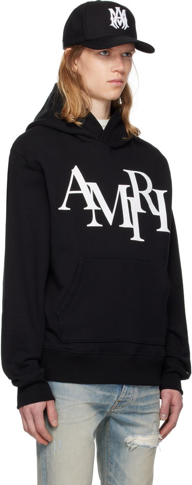 Mikina AMIRI Staggered Logo Print Hoodie Čierna | AMJYHD1094, 1