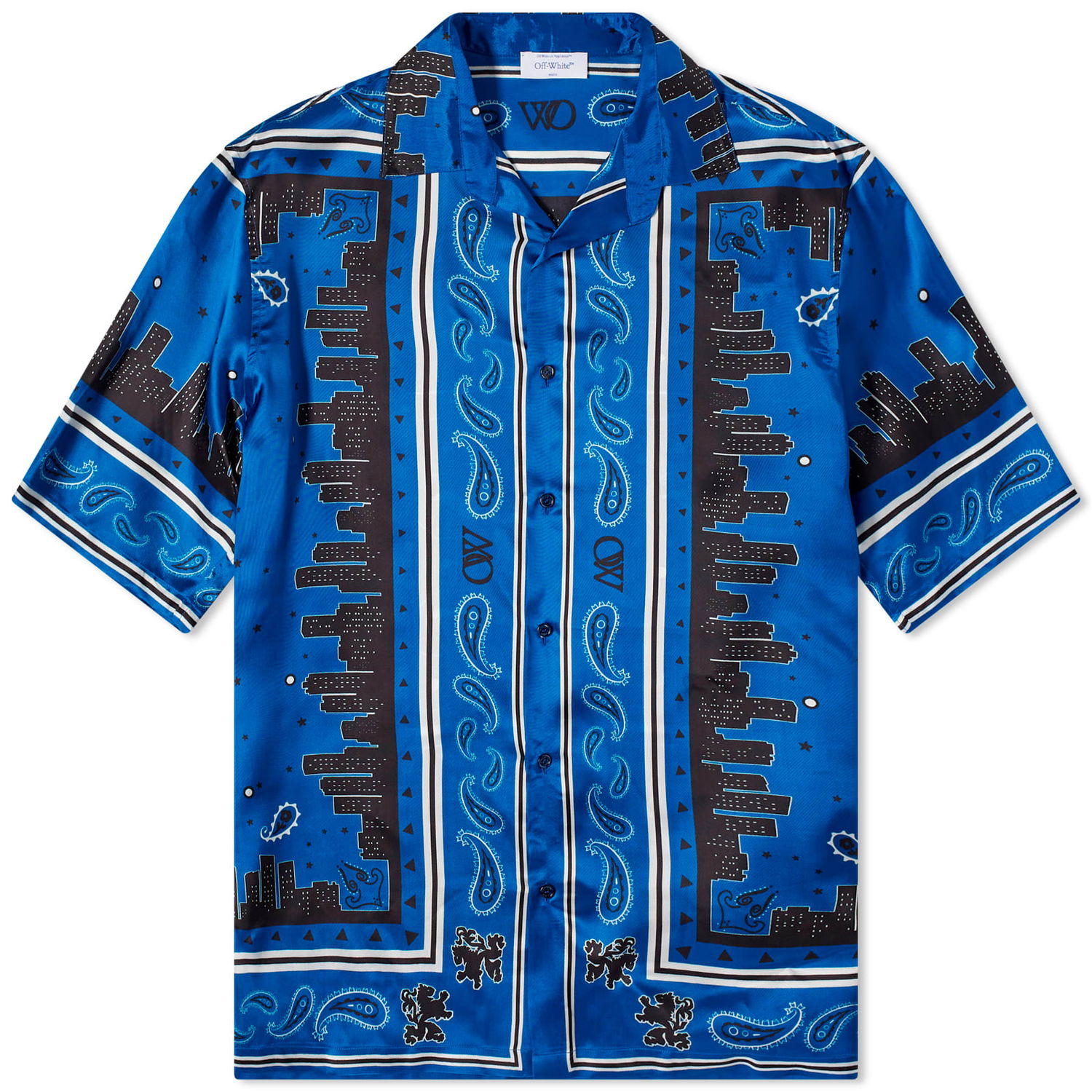 Košeľa Off-White Bandana Vacation Shirt Modrá | OMGG013S24FAB0034646, 0