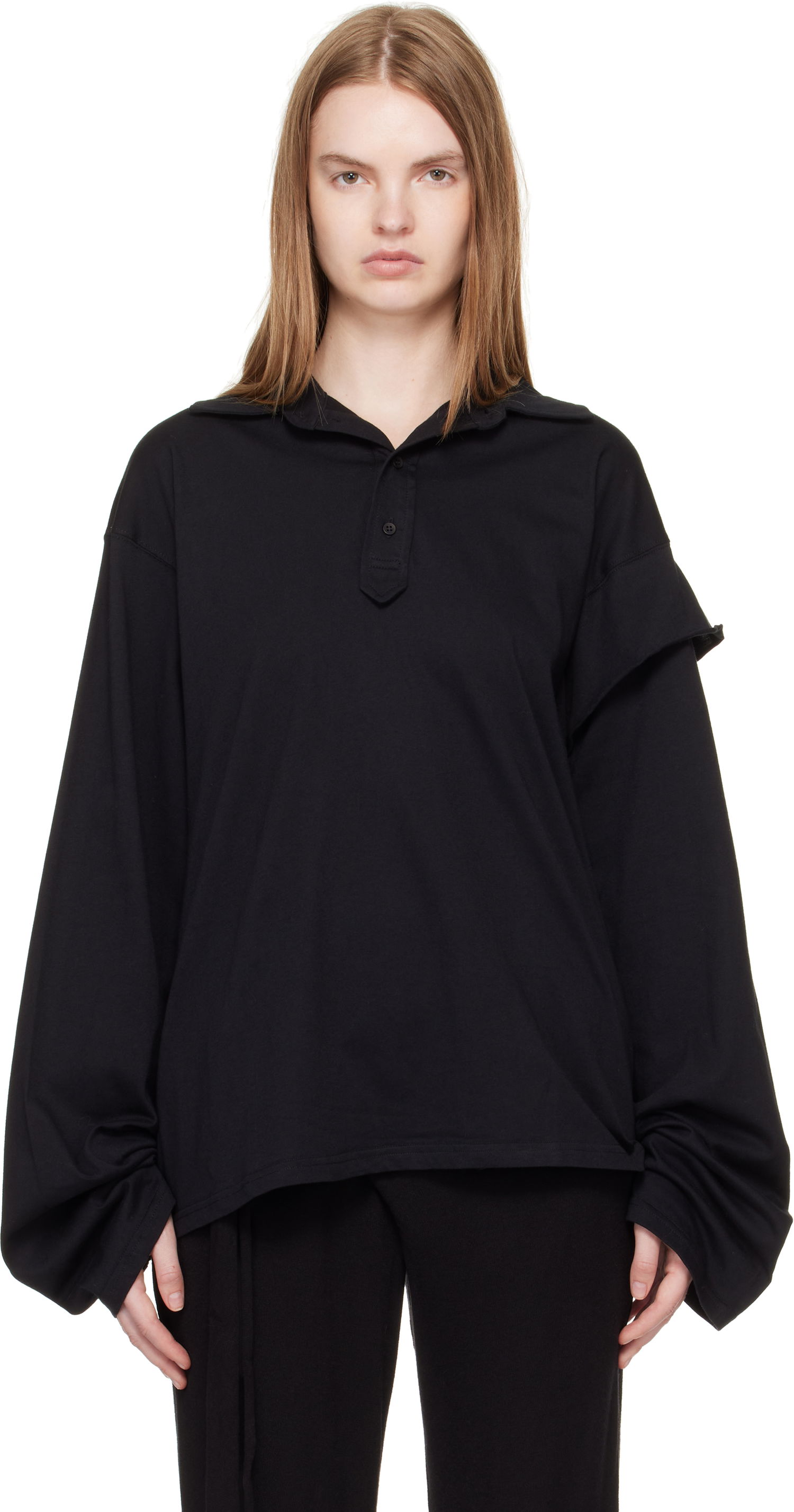 Polo tričko Ottolinger Ottolinger Long Sleeve Polo Čierna | 115-102915-02, 0