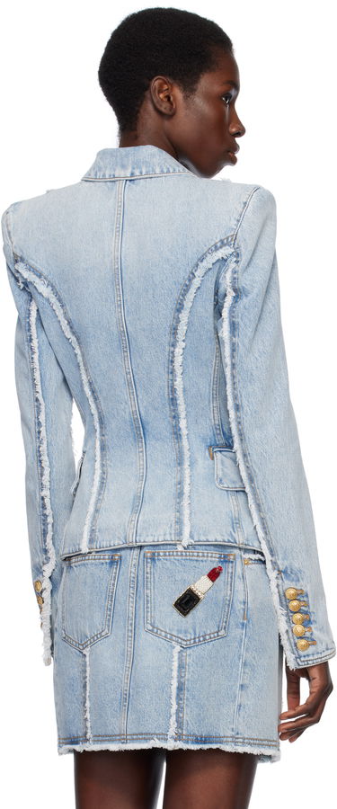 Bunda Balmain Balmain 6-Button Tailored Denim Blazer Modrá | EF0SG220DF75, 2