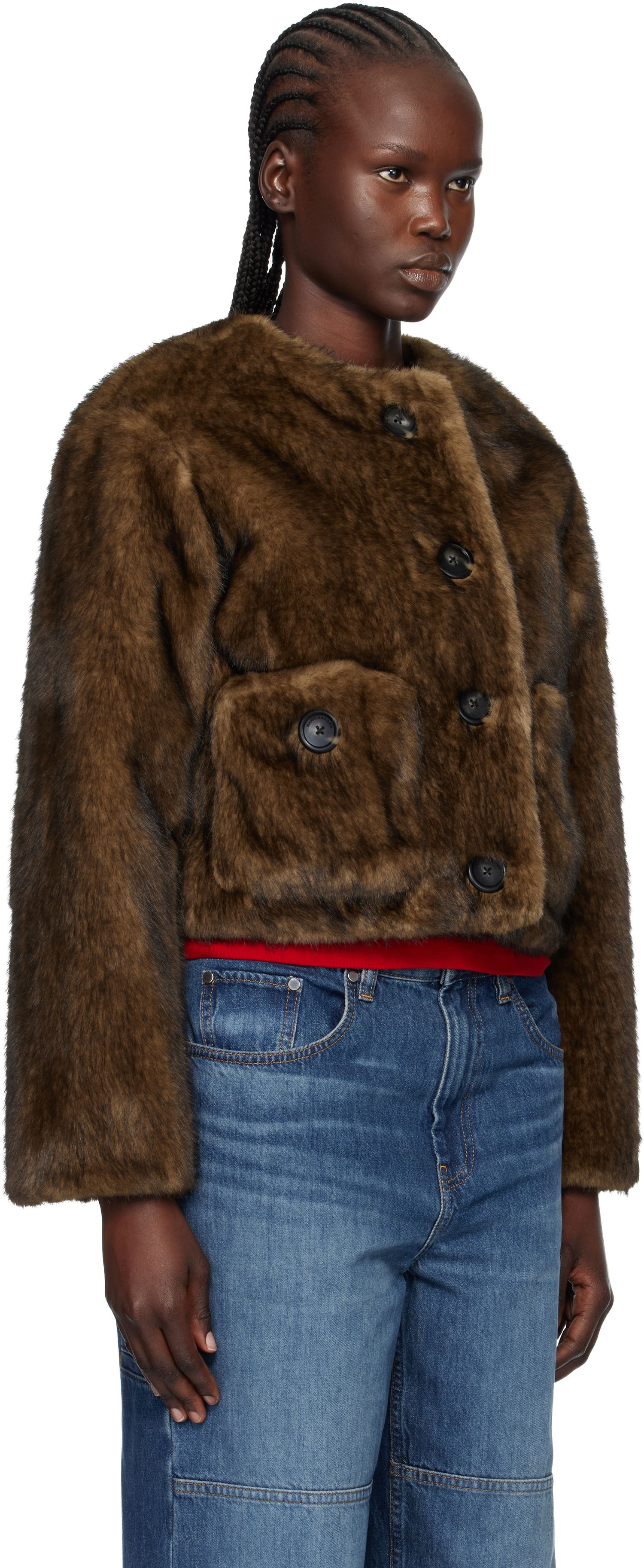 Bunda Marc Jacobs Marc Jacobs Teddy Cropped Faux-Fur Jacket Hnedá | 2F5RJC058W07, 1