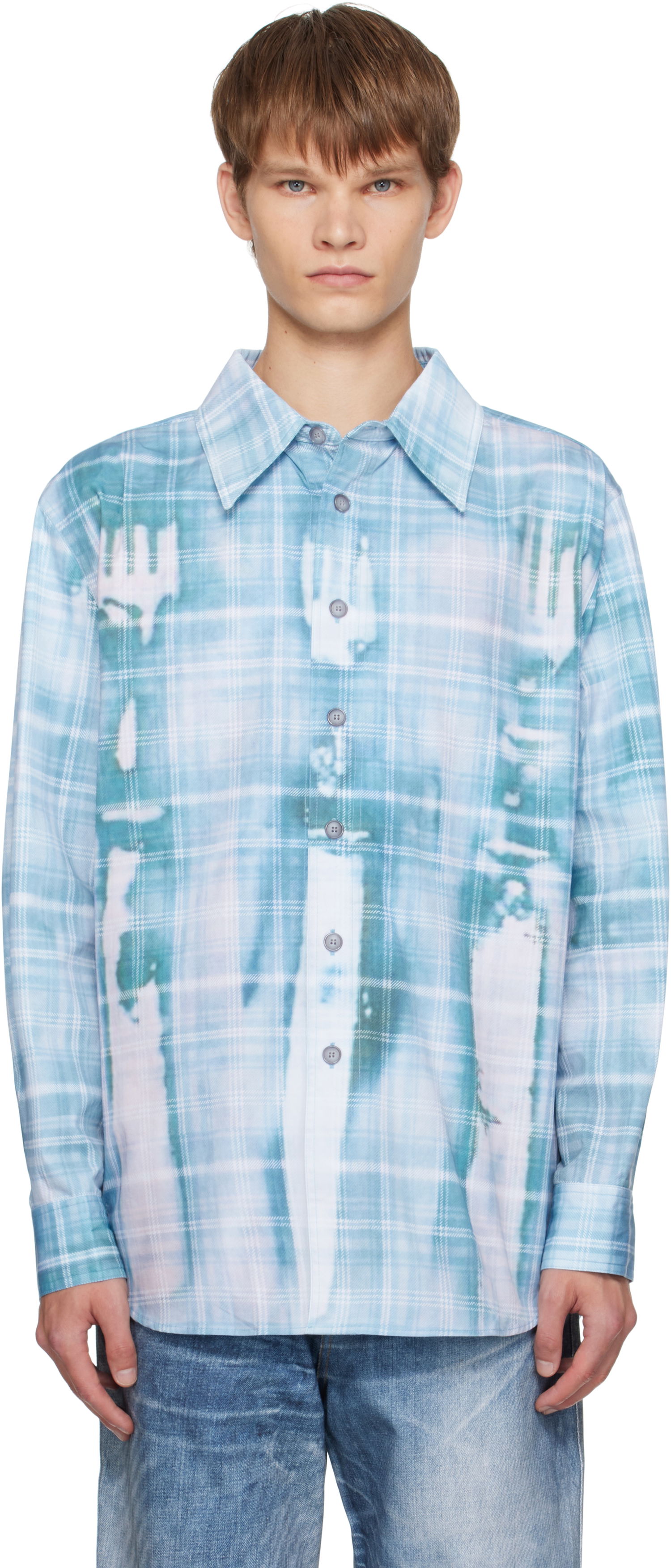 Košeľa Andersson Bell Andersson Bell Trompe L'oeil Printed Check Shirt Modrá | atb1340m, 0