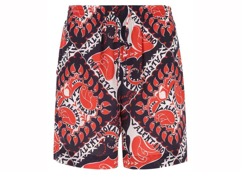 Šortky Valentino Bandana Drawsting Logo Bermuda Shorts Red Rôznofarebný | 1V3RDC608KW 7QC