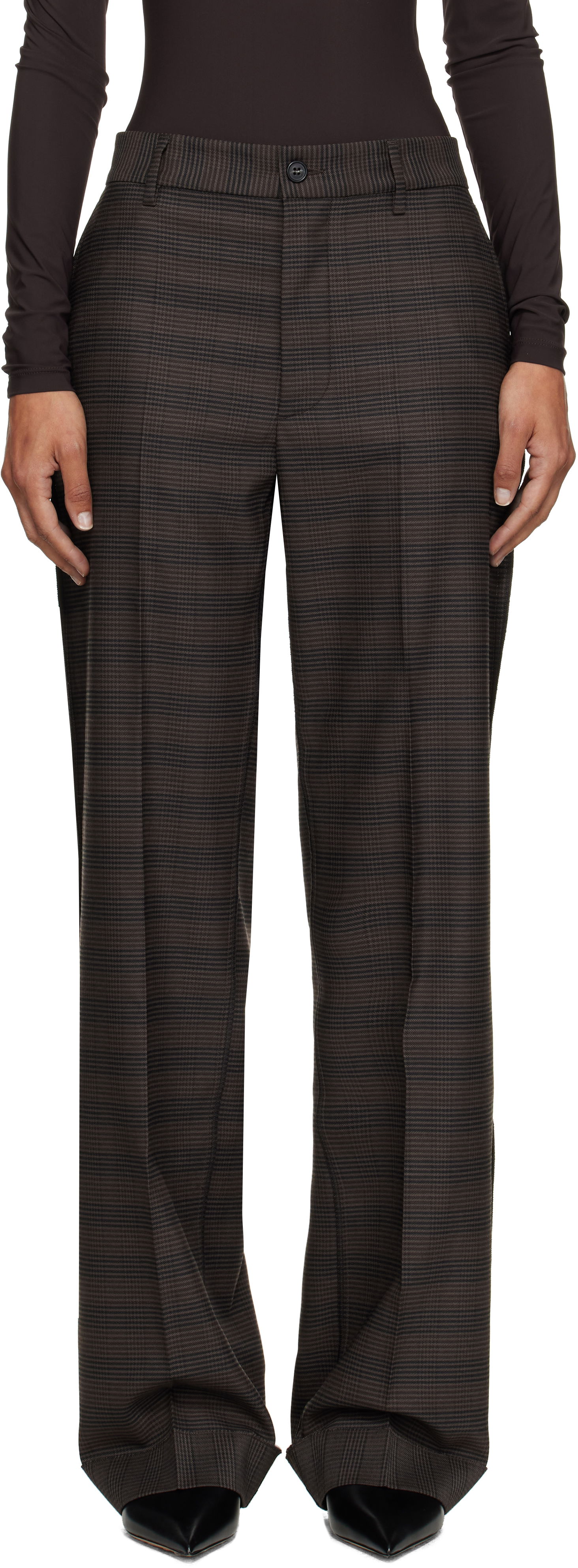 Nohavice Maison Margiela MM6 Maison Margiela Checked Tailoring Trousers Hnedá | S52KA0536 M35475, 0