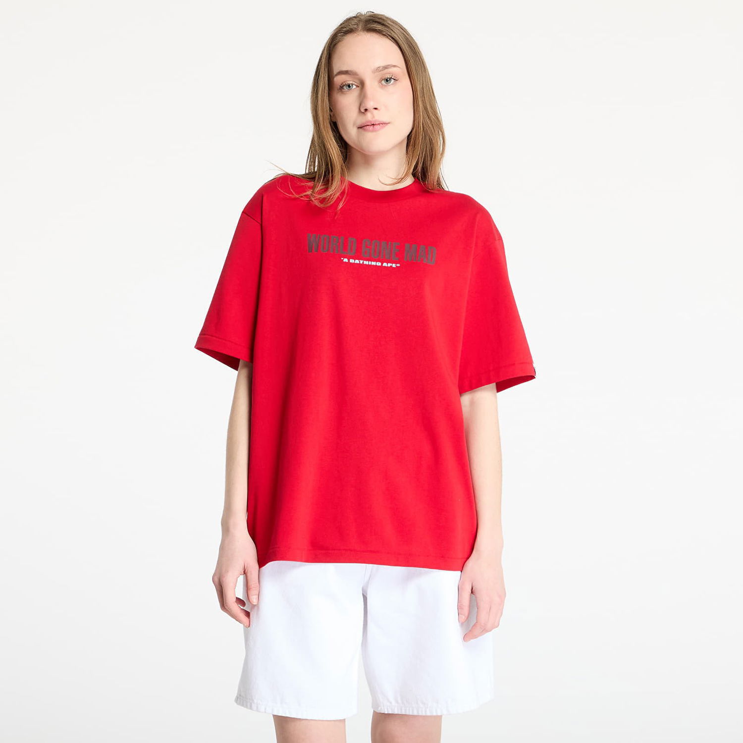 Tričko BAPE A BATHING APE Slogan Relaxed Fit T-Shirt Červená | 001TEL301318MRED, 0