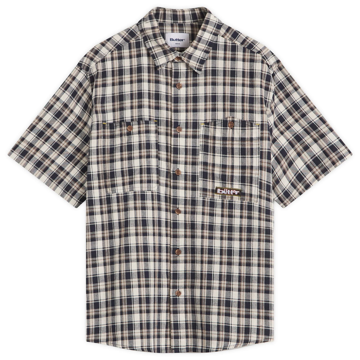 Košeľa Butter Goods Butter Goods Asymmetrical Short Sleeve Shirt Béžová | BG251403-BLU, 1