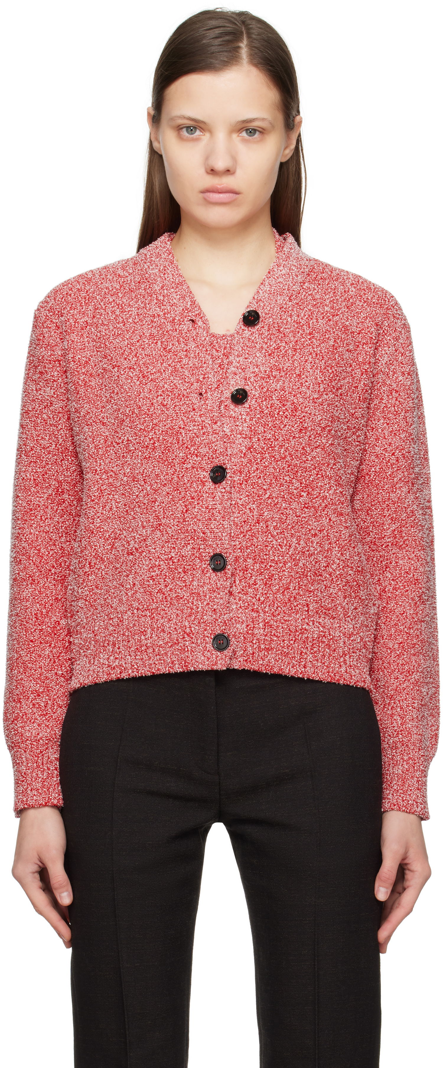 Sveter FERRAGAMO Salvatore Ferragamo Bouclé Knit Cardigan Červená | 781005, 0