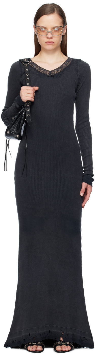 Šaty Balenciaga Black Lingerie Maxi Dress Čierna | 791803 TQVE1, 0