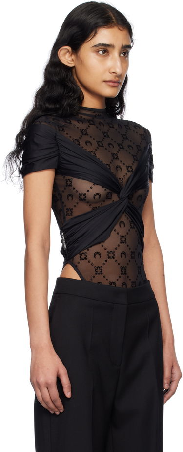 Body Marine Serre Marine Serre Draped Twist-Front Bodysuit Čierna | WTO430A RJER0018, 1