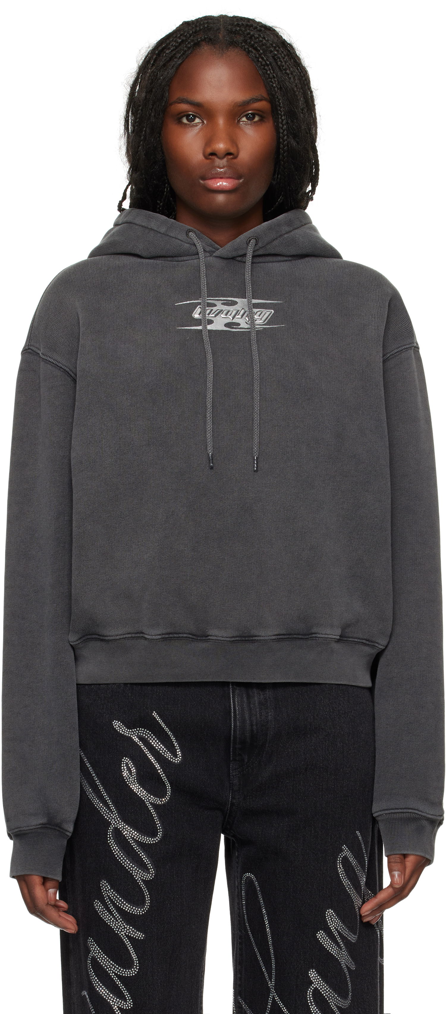 Mikina Alexander Wang Blade Logo-Embossed Hoodie Čierna | 4CC4242107, 0
