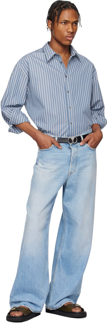 Košeľa AMI AMI Paris Boxy Fit Striped Longsleeve Shirt Modrá | HSH191.CO0108-4505, 4