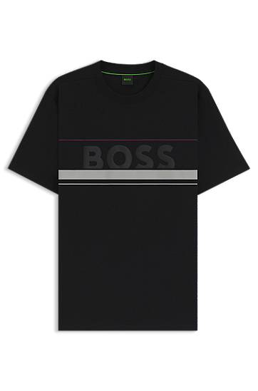 Tričko BOSS BOSS T-Shirt with Stripes and Logo Čierna | 50550113