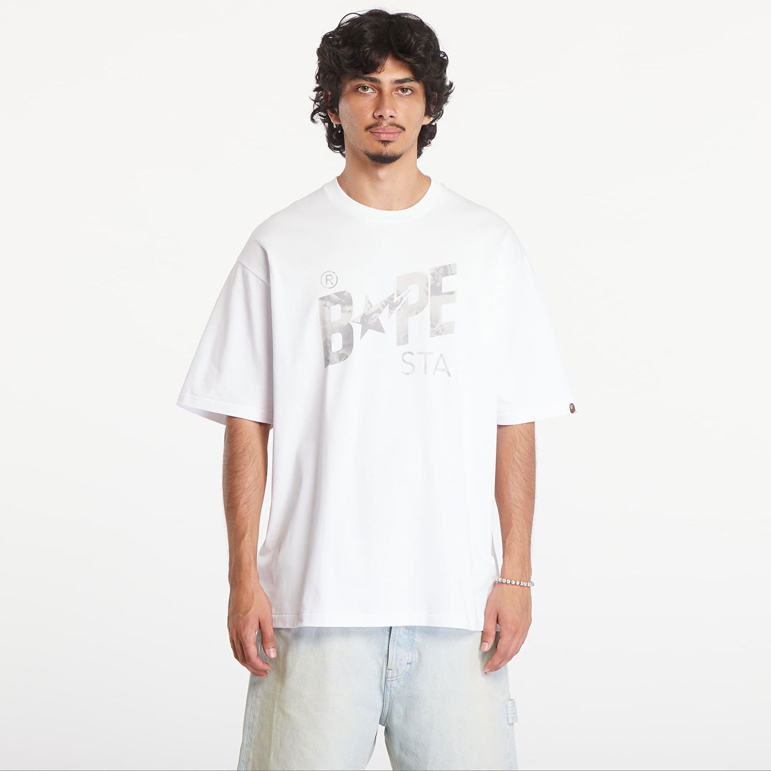 Tričko BAPE A BATHING APE Floral Solid Camo Bape Sta Logo Relaxed Fit Short Sleeve Tee Biela | 001TEK801354M WHT, 0