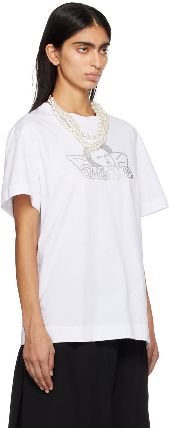 Tričko Simone Rocha Simone Rocha Angel Baby Print T-Shirt Biela | 5195P16A18-W 0569, 1