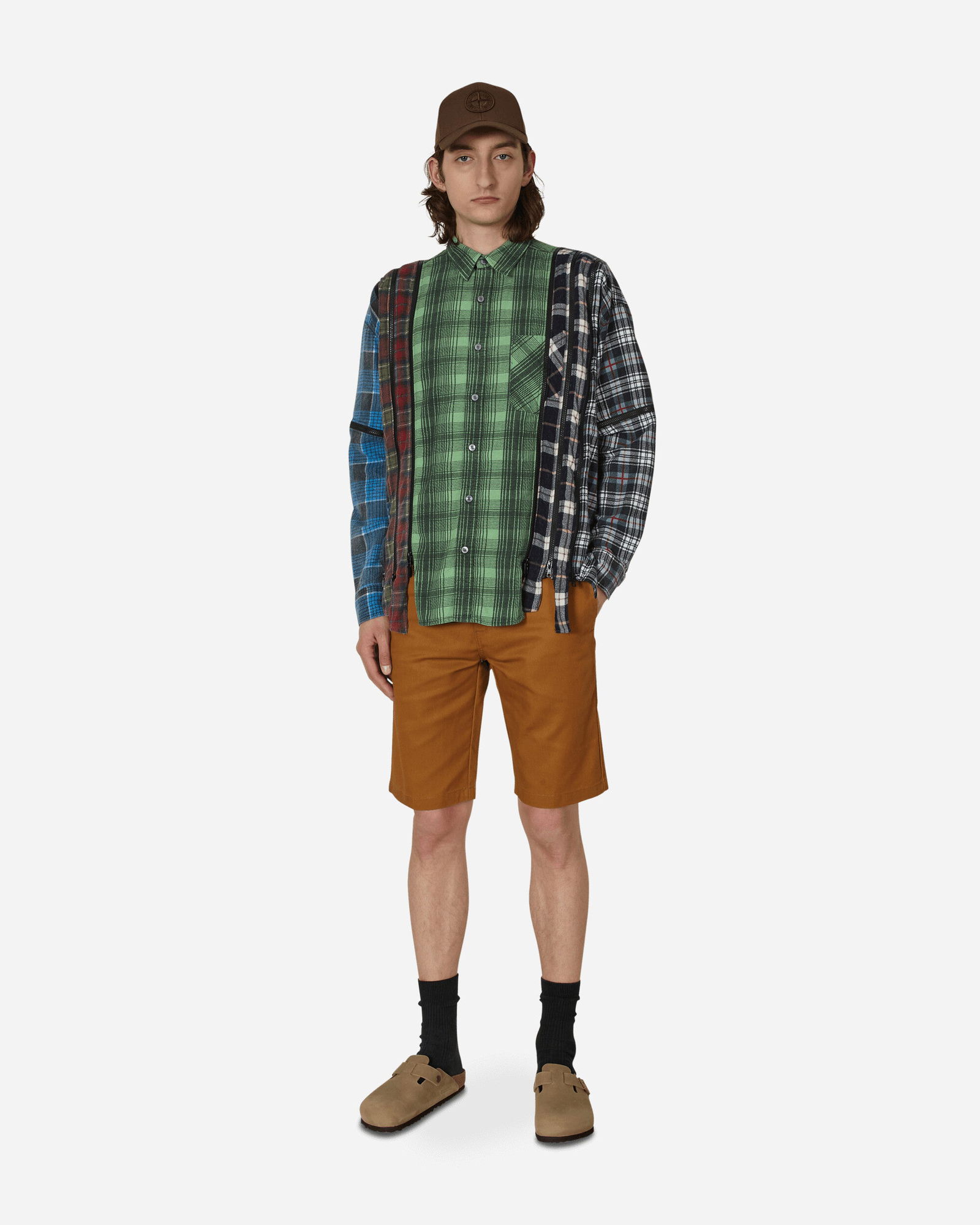 7 Cuts Zipped Wide Flannel Shirt