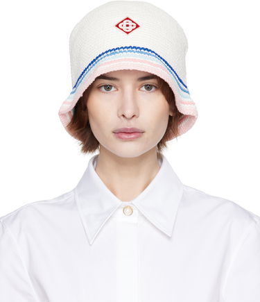 Klobúk Casablanca Casablanca Stripe Crochet Bucket Hat Biela | APS25-HAT-076-01, 0