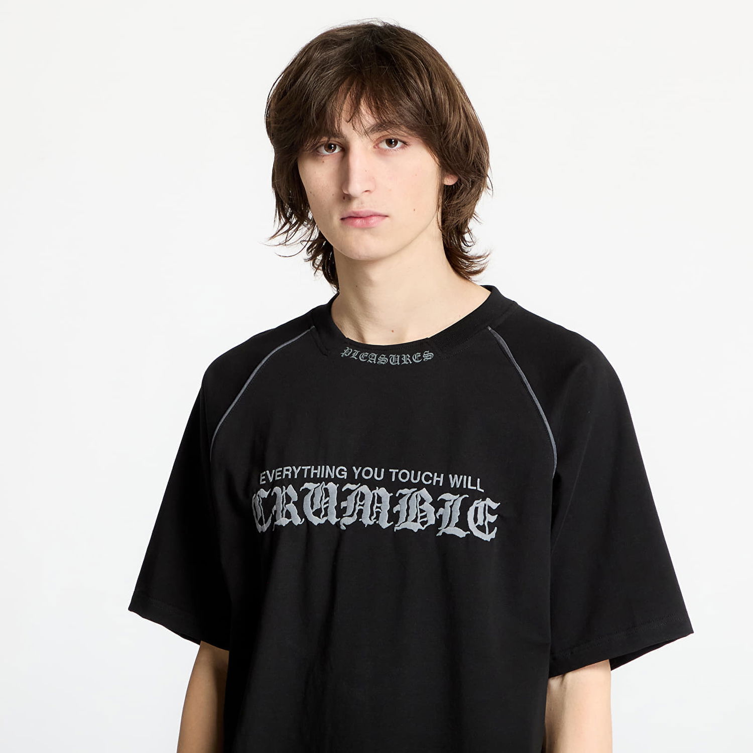 Tričko Pleasures PLEASURES Crumble Heavyweight Raglan T-Shirt Čierna | P25SP026 BLACK, 1